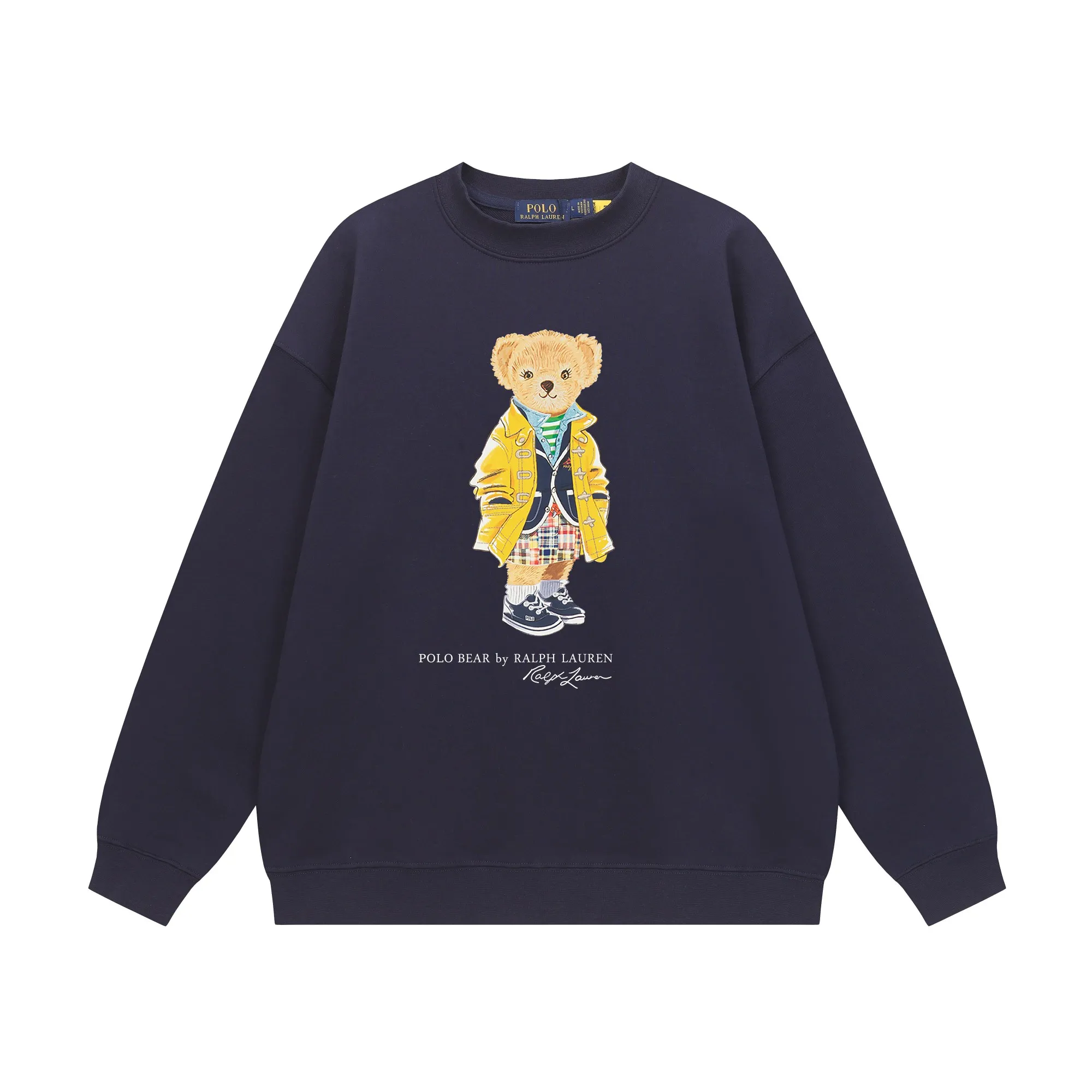 P200 Long-term stock] RalphLauren/Ralph Lauren 2025 autumn and winter new bear letter print 420g heavy large terry sweatshirt Ralph Lauren's age-reducing item, the coat fabric is made of 85% cotton ➕15% polyester, which not only retains the softness, comfort and breathability of cotton, but also adds the wear resistance and wrinkle resistance of polyester fiber, making the clothes more durable and easy to care for. Even in slightly cooler weather, you won't feel stuffy when wearing it. This kind of fabric has a natural crisp feel and is not easy to pill or deform. The bear on the chest is printed with English letters. It is full of color, full of three-dimensionality, and lifelike, adding a bit of liveliness and interest to the whole sweatshirt. There is no pressure to dress, regardless of age or gender. Complete accessories! Color: black, white, navy blue, light floral gray Size: M-L-XL-XXL